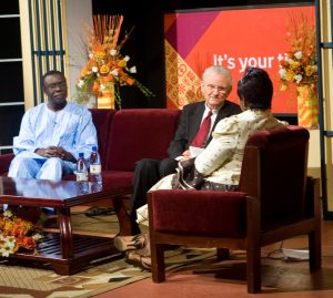 Dr. Twumasi with wife Theresa and Dr. Royce Money